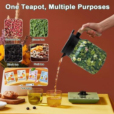 Термос 1000 мл з чайним інфузером, вінтажний квітковий візерунок для чаю, термос з вінтажним квітковим візерунком, вакуумний чайник, підігрівач для кави з квітковим візерунком для гарячих напоїв