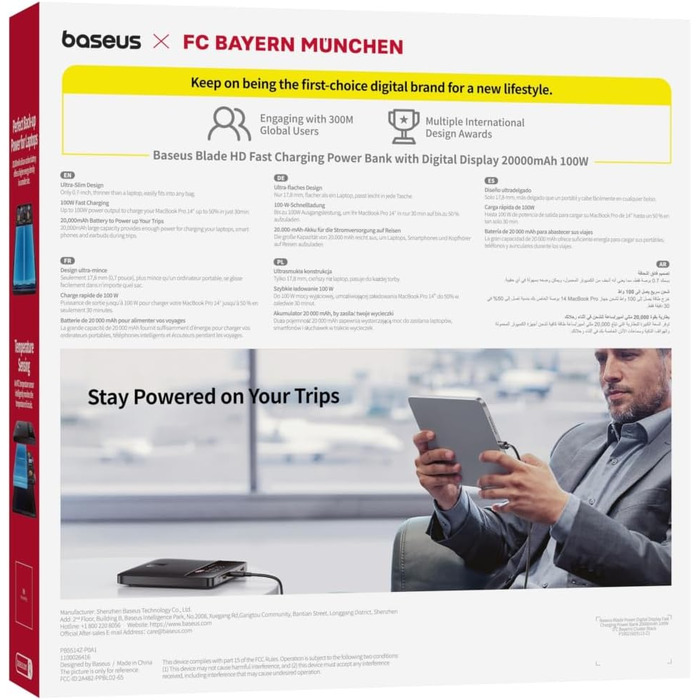 Зовнішній акумулятор QC 4.0 швидкий зарядний пристрій, Blade HD для ноутбуків, MacBook, iPad, iPhone 15, Switch, Steam Deck, Samsu