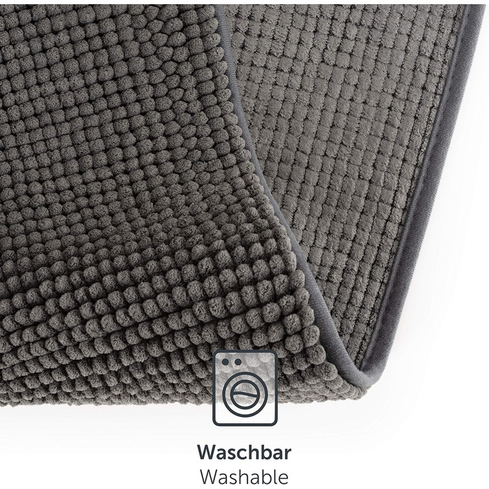 Килимок для ванної Blumtal 60x120 см з високоворсу, шенил - Сертифікований килимок для ванної Oeko-TEX - Килимки для ванної та килимки для ванної - Килимок для душу - Нековзний килимок для ванної, що миється - Великий килимок для ванної - Доріжка для ванн