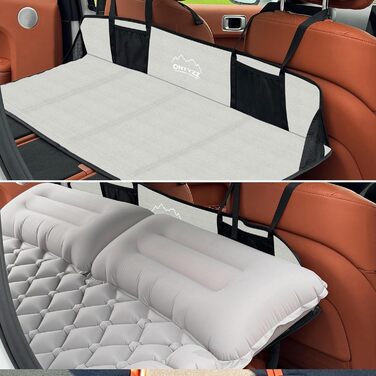 Автомобільний матрац SUV Надувний матрац 2 особи Надувний матрац для подорожей, кемпінгу, спального килимка, самонадувного матраца з ножним насосом та подушкою Надувне кемпінгове ліжко 183 * 13 * 7 см світло-сірого кольору - Підтримка автомобільного матра