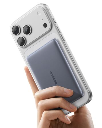 Портативний зовнішній акумулятор Baseus Picogo AM41, ультратонкий зовнішній акумулятор MagSafe ємністю 5000 мАг, швидка зарядка PD 20 Вт, бездротовий, магнітний, з кабелем USB-C для iPhone 17/16/15/14/13/12, колір космічний сірий, 5000 мАг