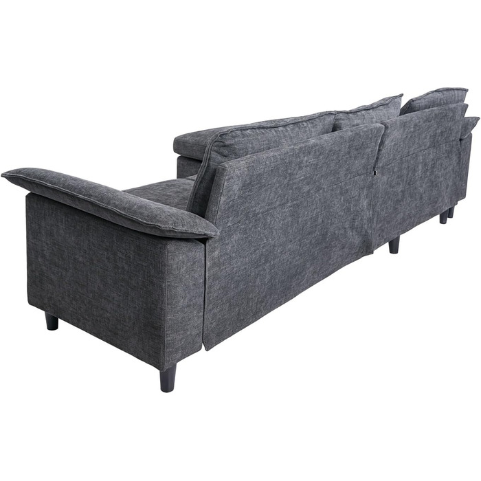 Комплект диванів Mendler HWC-O71, кутовий диван, L-подібний, зона відпочинку ліва/права, тканина/текстиль, дерево, 84x229x140 см - темно-сірий