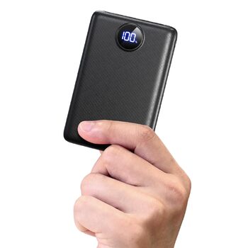 Зовнішній зарядний пристрій, міні-зовнішній зарядний пристрій 22,5 Вт 20000 мАг (вхід та вихід USB-C), зовнішній акумулятор для мобільних телефонів PD 3.0 QC 3.0 зі світлодіодним дисплеєм, сумісний з iPhone 16 15 14 13 чорний 20000 мАг