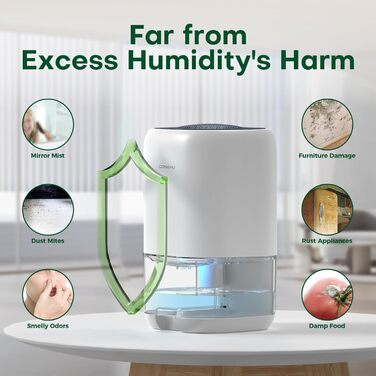 Осушувач повітря 1000 мл, електричний осушувач повітря, оновлення технології Пельтьє, автоматичне вимкнення, 7 кольорів, портативн