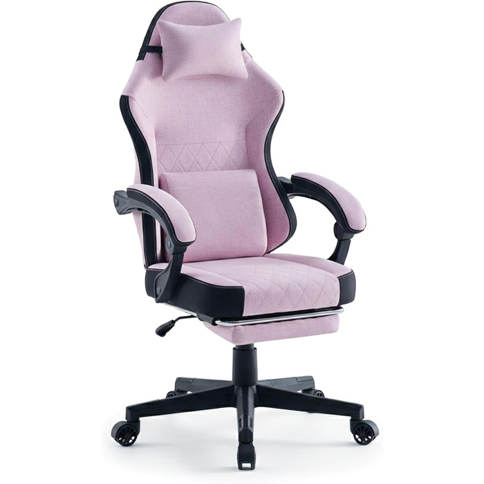 Ігровий стільчик з підставкою для ніг - м&39які підлокітники - регульована висота - рожевий