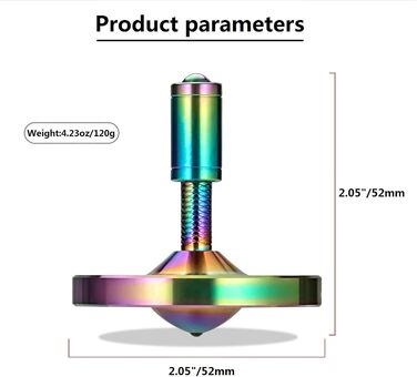 Точний гіроскоп з ниткою, високопродуктивна гіроіграшка з нержавіючого металу та без гравітації, дивовижний час обертання до 15 хвилин, ефективне витрачання часу (L, кольоровий) Кольоровий L