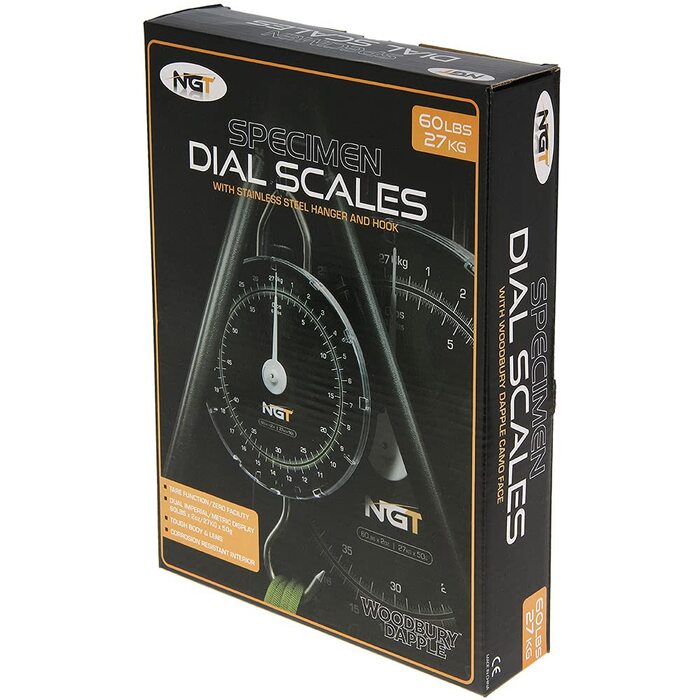 Ваги для лову коропа, 27 кг, великий гачок, круглий циферблат, функція нуль/тарування, з петлею для обважнювачів