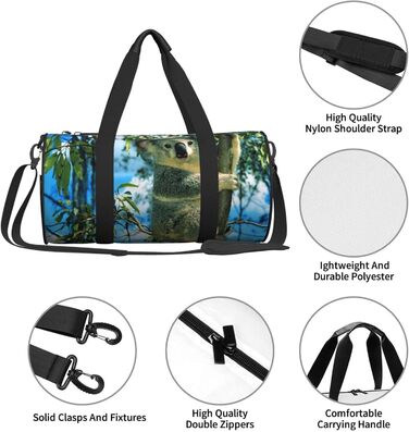 Спортивна сумка, дорожня сумка, принт Ведмідь, малюнок Коала, сумка для подорожей на ніч, Чорний колір, універсальний розмір, дорожня сумка