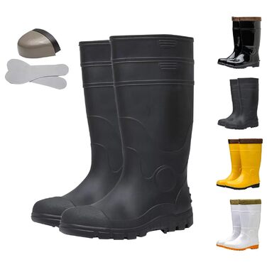 Лабораторні гумові чоботи для чоловіків, з теплою підкладкою, високі гумові чоботи до коліна, термоізоляція, чоботи без шнурівки для риболовлі, полювання та садівництва, нековзні водонепроникні гумові чоботи, D, 40 2/3 EU