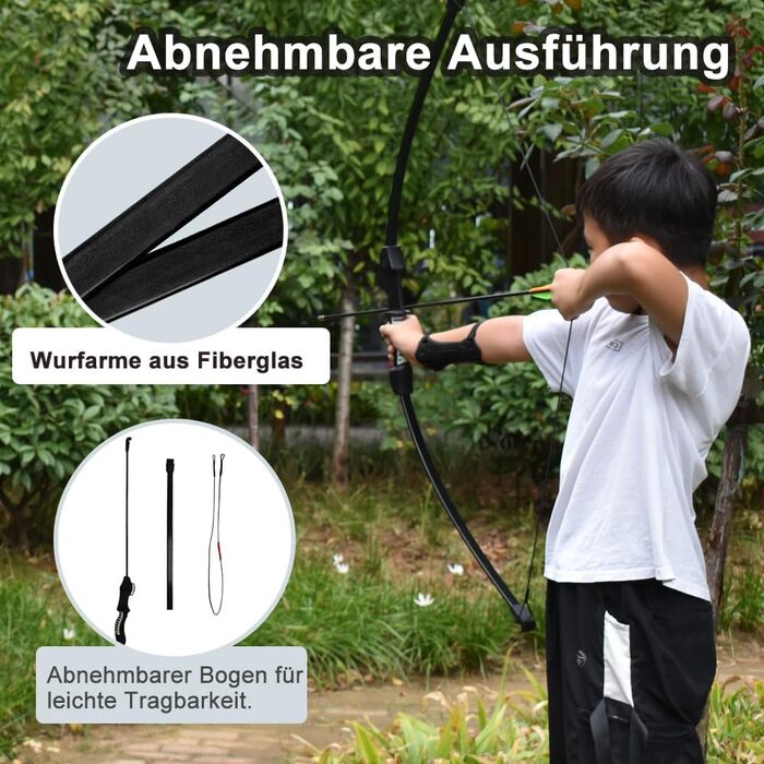 Лук і стріли для підлітків — набір для початківців (композитна рукоятка, скловолокняні плечі)