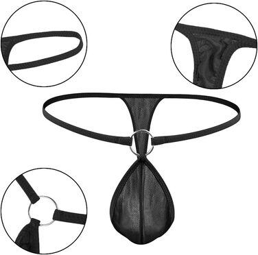 Стрінги чоловічі RSLOVE, сітка, еротичні, чорний/червоний, M–XL