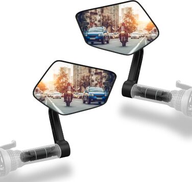 Велосипедне дзеркало з надзвичайно великою відбивною поверхнею ударостійке справжнє скло дзеркало на кермо велосипеда для електровелосипедів дзеркало заднього виду для електровелосипедів, складне (лівий правий кінець керма)