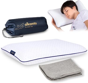 Ергономічна дитяча подушка 50x32 Oeko-Tex Memory Foam Flat дитяча подушка для дітей та малюків від 2 років (50 x 32 x 6 см)