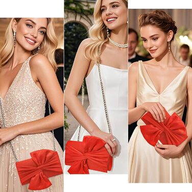 Вечірній клатч з бантом, конверт для весілля, сумочка зі знімним ланцюжком, елегантна жіноча сумочка для коктейльних вечірок, весільний червоний