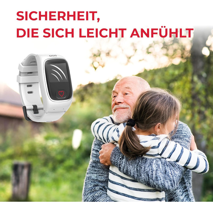 Годинник James B8 для екстрених випадків та безпеки для людей похилого віку GPS, виявлення падіння, кнопка SOS, монітор серцевого ритму, функції для здоров&39я, сімейний додаток, гучний будильник чорний/білий вкл. SIM-картку та 2 місяці безкоштовного тари