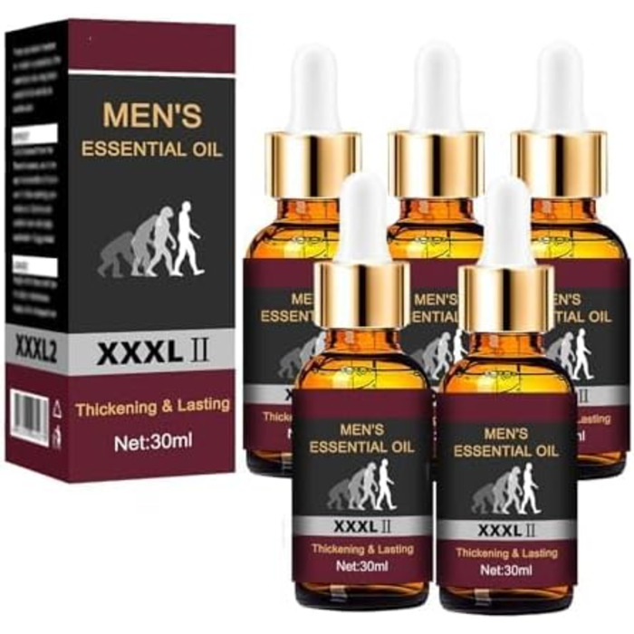 Збільшення пеніса XXXL з ефірною олією для чоловіків - 30 мл, покращена ерекція, потовщення та ріст (5 шт.)