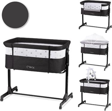 Багатофункціональна тумбочка та дитяче ліжко MoMi REVO, 6-рівневе регулювання висоти від 72 до 82 см, темно-сірий колір