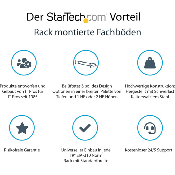 Серверна стійкова полиця - Універсальна перфорована стійкова полиця для 19-дюймових мережевих/серверних шаф - Міцна сталь - Вантажопідйомність 23 кг - Полиця глибиною 40 см, Чорна (CABSHELFV) Глибина 16&39, 2U