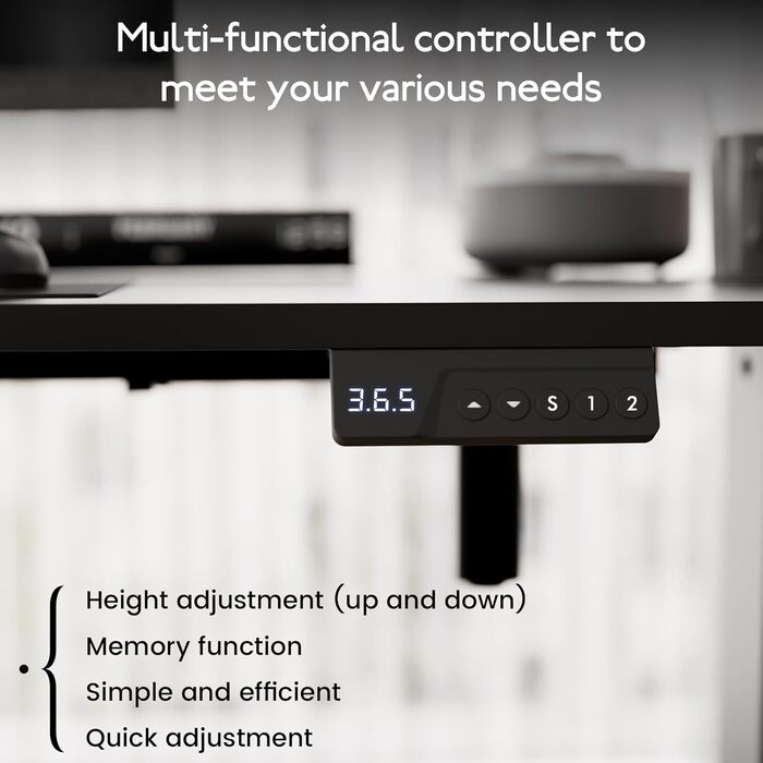 Стіл з регульованою висотою 60x110 см, електричний стіл з пам&39яттю налаштувань та функцією запобігання зіткненням, регульована висота 70117 см, ідеально підходить для офісу, домашнього офісу та ігор (чорний) 110x60 см Чорний