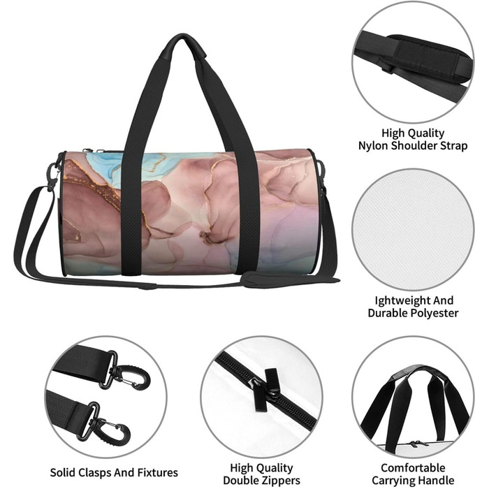 Спортивна сумка-мішок для подорожей та пляжу, барвистий мармуровий принт, чорний колір, універсальний розмір, дорожня сумка