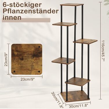 Рівнева підставка для рослин, підставка для квітів, металевий та дерев&39яний квітковий табурет, квіткові драбини, полиця для квітів, підставка для квіткових горщиків, підставка для рослин для балкону, саду, вітальні, чорна (чорна, 6 рівнів) чорна 6 рівні