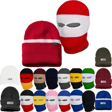 Шапка та балаклава PG Wear Troublemaker 2-в-1, червоно-білі смужки, один розмір