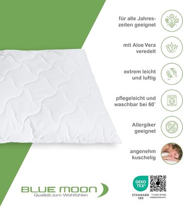 Подушка BLUE MOON з алое вера 70x90, комфортна подушка для сну, дихаюча подушка від алергії, зимова та літня подушка, 100 зроблено в ЄС, 70x90 см
