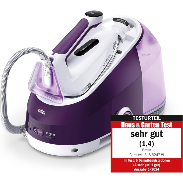 Парова прасувальна станція Braun Household CareStyle 5 IS5247 VI - Парова праска з підошвою FreeGlide 3D, режим iCare, вертикальне