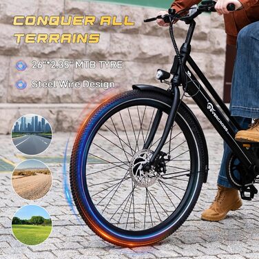 Електричний велосипед EVERCROSS EK8 для дорослих, 26-дюймовий електровелосипед - двигун 250 Вт, акумулятор 36 В 10,4 Аг, 15/20/25 км/год, максимальне навантаження 120 кг, гірський електровелосипед для жінок та чоловіків, чорний стандарт