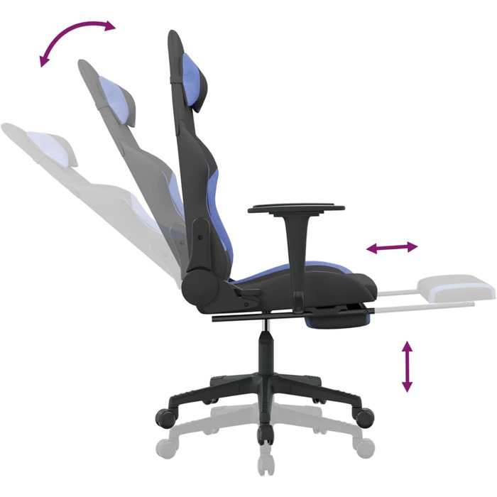 Ігрове крісло з підставкою для ніг, крісло для ПК, ігрове крісло, крісло для геймерів, крісла для домашнього офісу, крісла для ігор, комп&39ютерне крісло, крісло для PlayStation, чорно-синя тканина