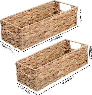 Плетений кошик для зберігання OUTBROS, набір з 2 шт. , плетені кошики з ротанга, декоративна скринька для зберігання, кошики-органайзери для полиць, кошики для зберігання, кошики для полиць, водяний гіацинт