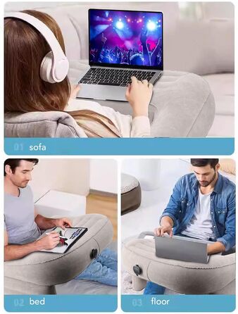 Ігрова подушка для читання, портативна м&39яка повітряна подушка для колін для дорослих, надзвичайно велика надувна подушка для читання при ліжку, подушка для підлокітника, для читання, гри, роботи