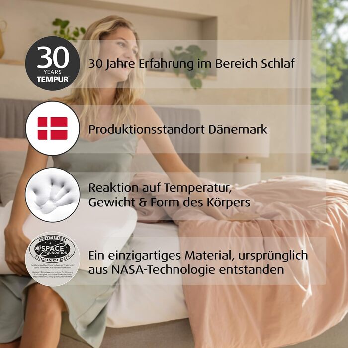 Подушка для сну TEMPUR Original з піни з ефектом пам&39яті, ергономічна подушка для підтримки шиї для сну на боці та спині, жорстка, M (50 x 31 x 10/7 см), білий M (50 x 31 x 10/7 см) одномісний