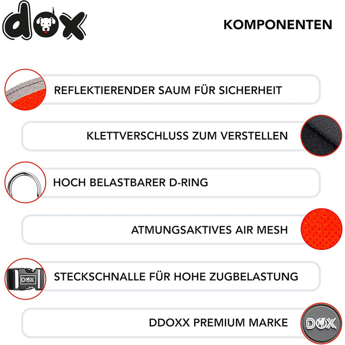Шлейка для собак DDOXX Reflect Airmesh Step-In - Регульована нагрудна шлейка для цуценят усіх розмірів - XL (рожева)