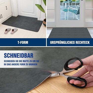 Килимок для вловлювання бруду 50x80 см, надтонкий килимок для прихожих, абсорбуючий нековзний килим, міцний килимок для прихожих, для вхідної зони, кухні, патіо, вхідних дверей, темно-сірий 50 x 80 см (прямокутний)