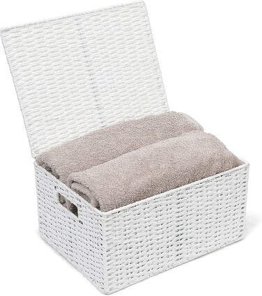 Кошик для зберігання Arpan з кришкою, виготовлений з паперу та мотузки, білий, розмір XL