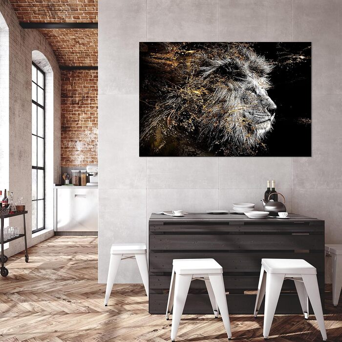 Лев Абстрактний 120x80 см полотно картина на полотні неткані фреска художній принт настінний друк стіна вітальня стіна прикраса ст