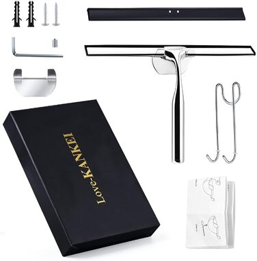 Ракель для душу Love-KANKEI Ракель для душу з нержавіючої сталі з гумовою губкою, включно з 1 запасною губкою та 1 гачком