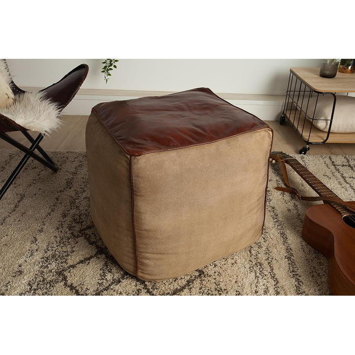 ІНТЕР&39ЄР Ретро Мустанг 53 см шкіряний чохол з лляним пуфом-кубом