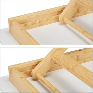 Розкладний стіл Relaxdays, регульована висота, бамбук та МДФ, HBT 70x105x50 см, обідній стіл для кухні, вітальні, балкону, натуральний/білий