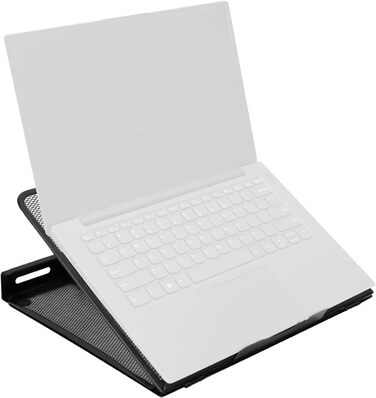 Підставка для ноутбука Storeo Basics з вентиляцією, регульована, ергономічна, сумісна з ноутбуками до 17,3 дюймів (43,9 см), розміри 33 x 28.7 x 18.5 см, чорного кольору
