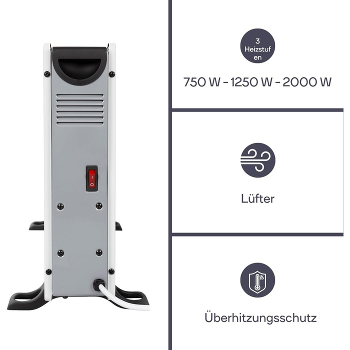 Розумний конвекторний обігрівач Perel потужністю 2000 Вт з 3 режимами нагріву, термостатом, IP20, захистом від перегріву, портативний з пультом дистанційного керування та застосунок Tuya, для приміщень об&39ємом до 60 м