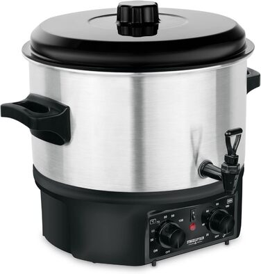 Глінтвейн Stagecaptain GWK-16A - Машина для консервації на 16 літрів - 2000 Вт - Матова нержавіюча сталь - Просте управління (температура та таймер) - Автоматичне вимкнення - Срібло