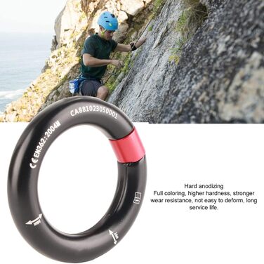 Кільце для спуску на мотузці HERCHR, алюмінієвий сплав 24 кН, отвір, знімний з&39єднувач для скелелазіння, точка з&39єднання запобіжного кільця ущільнювача для скелелазіння, гамак Tree Surgeon, чорний