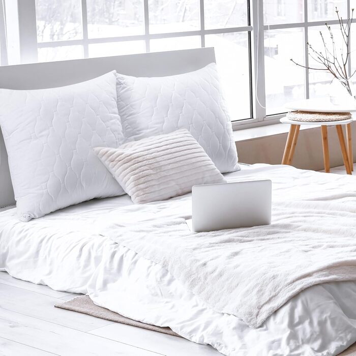 Подушка для постільної білизни Utopia 80x80 см (комплект з 2 шт.), стьобана подушка для ліжка та як декоративна подушка, наповнювач подушки, подушка для дивана, декоративна подушка для дивана (біла) 80 x 80 см (комплект з 2 шт.)