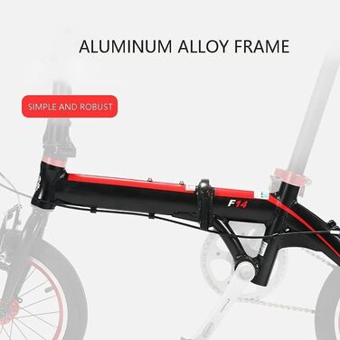 Дюймовий складний велосипед, товстостінна рама з вуглецевої сталі, підходить для їзди на свіжому повітрі, велосипед зі змінною швидкістю для дорослих A, 14 дюймів 14 дюймів A, 14-
