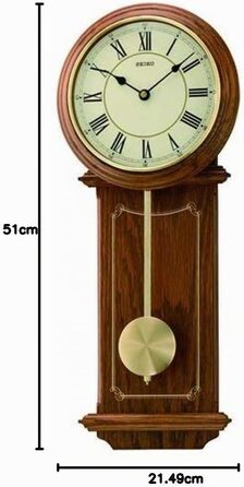 Настінний годинник Seiko з маятником, коричневе дерево, модель QXC213B