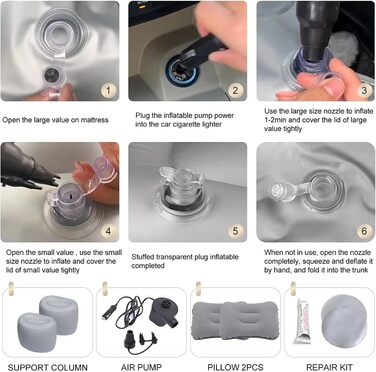 Автомобільний надувний матрац для VW Polo Golf 4 5 6 7 8 Lavida Plus Bora, портативний потовщений надувний матрац для багажника на заднє сидіння, аксесуар для подорожей та кемпінгу, H-чорний 03