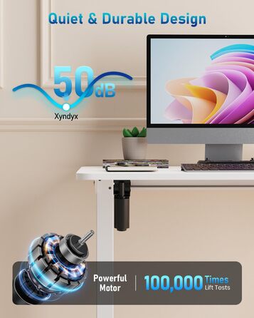 Стіл з регульованою висотою, 80x60 см, високоякісна стільниця, електричне регулювання висоти столу, комп&39ютерний стіл з функцією пам&39яті, білий