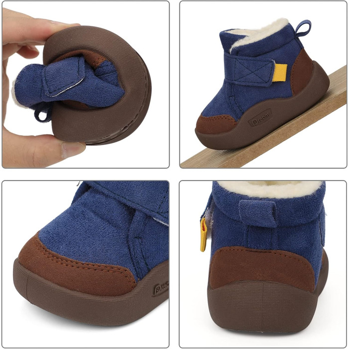 Зимове взуття, дитячі чоботи, дитяче взуття для хлопчиків/дівчат, зимове плюшеве, плоске гумове, протиковзке, розмір 18-23 EU, 22 EU, темно-синє